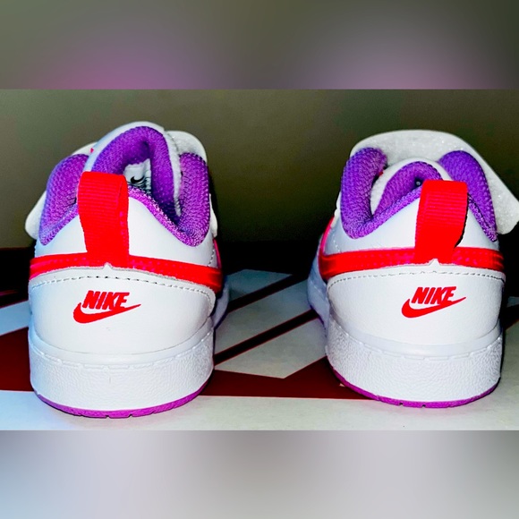 **SOLD** Nike Court Borough 2 Low (White, Pink, and Purple) TD Size 4C - $35 - Picture 8 of 10